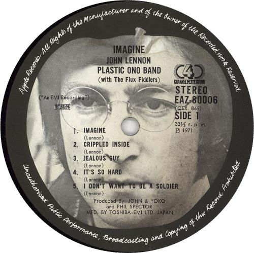 LP ジョン・レノン イマジン　(- 4CH Quadraphonic) EAZ80006 APPLE /00260 John Lennon - Imagine JAPAN QUADRAPHONIC LP 1973 RARE EAZ